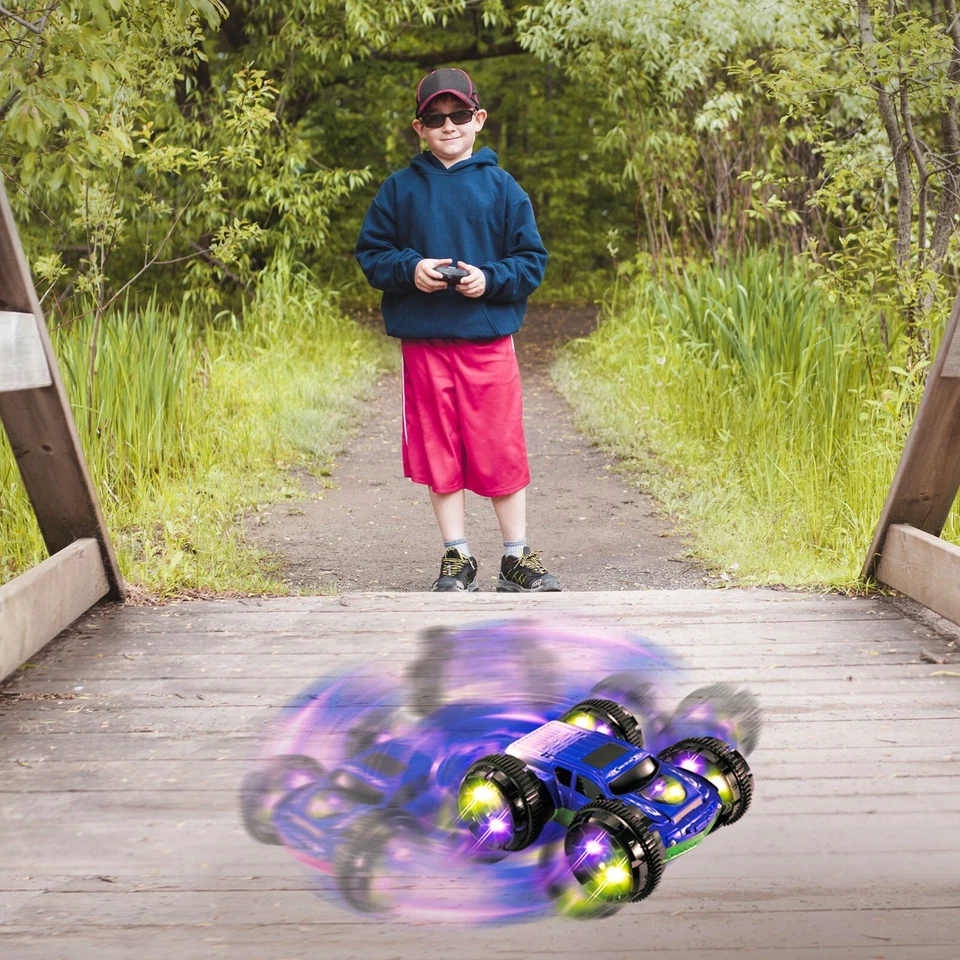 KidiRace Double Sided Remote Control RC Stunt Car - Blue - Image 3 of 4