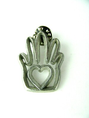 Ann Clark Hand in Heart Pin signed date 1995 Hendon Vermont
