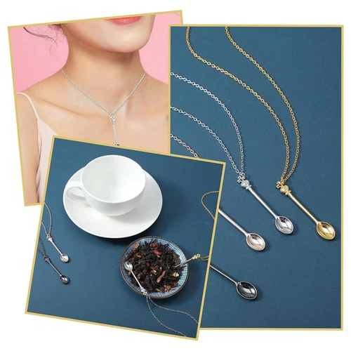 Zierlicher Mini Löffel Halskette Anhänger Silber Rosegold Schwarz Küche Charm Schmuck - Bild 10 von 16