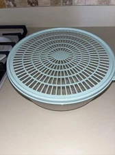 Tupperware Colander Strainer Bowl 1835 Flow Through Lid 3 Quart Mint Blue EUC