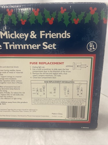 Mickey Mouse And Minnie Christmas Tree Trimmer Set 10 Light Set With Box - Picture 14 of 14