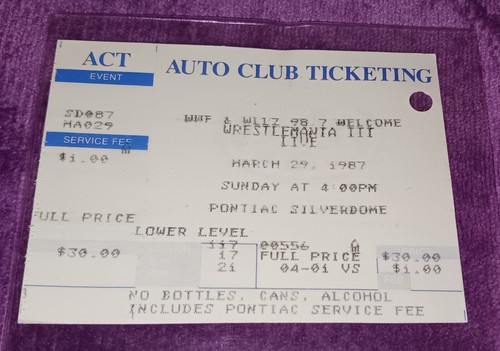WWF WrestleMania III 3/29/87 -Promo SECURITY Ticket Stub-Hulk Piper Andre Savage - Picture 10 of 24