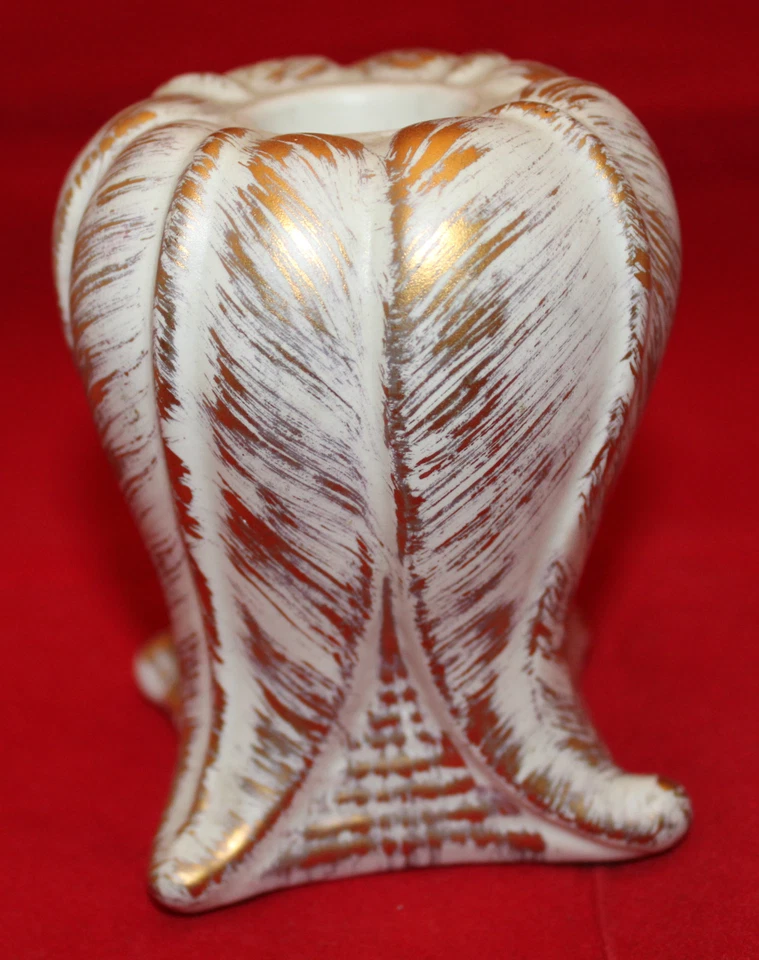 Mid Century Modern Vintage Royal Haeger Candle Holder Gold White Made in Canada - Image 3 of 4