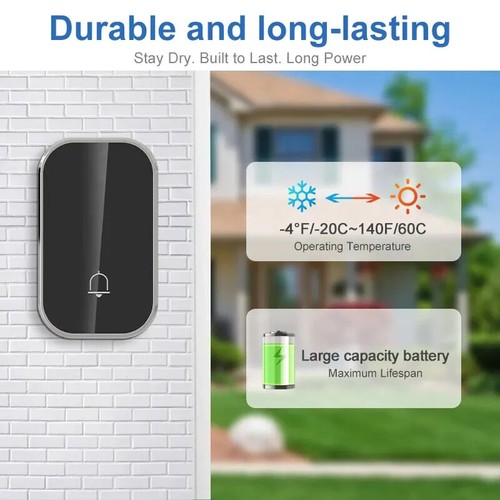 Wireless Doorbell US EU Plug 1000ft/300M Remote Door Bells Cordless Door Chime - Picture 2 of 16