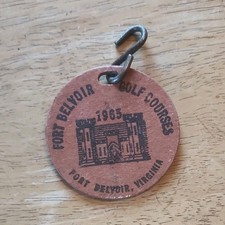 Fort Belvoir pola golfowe 1965 brązowa vintage torba golfowa etykieta plastikowa numerowana