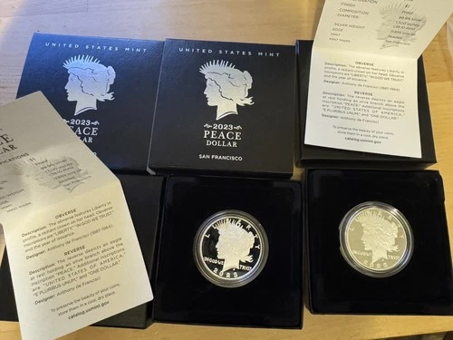 2023-S Proof $1 Peace Silver Dollar Box, OGP & COA
