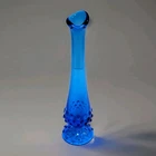 Fenton Glass Blue Hobnail Swung Bud Vase Mid Century Vintage 1960s