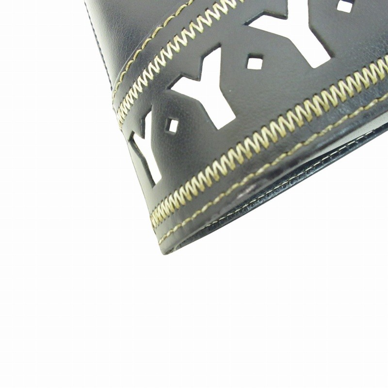 Y0715 Borsa a tracolla Yves Saint Laurent motivo Y 2 vie pelle taglio blu navy Aa donna