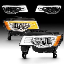 for 2017-2022 Jeep Grand Cherokee Chrome Square Projector Replacement Headlight