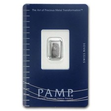 Pamp Suisse 1 gram Palladium Bar .9995 Fine Palladium - In Assay Card