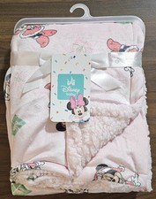 30" X 40" Baby Girl Blanket Disney Minnie Mouse Christmas Pink New With Tags