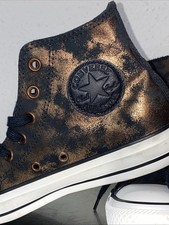 CONVERSE ALL STAR CHUCK 38 / 5,5 ECHTLEDER Sneaker High Top Schwarz Bronze