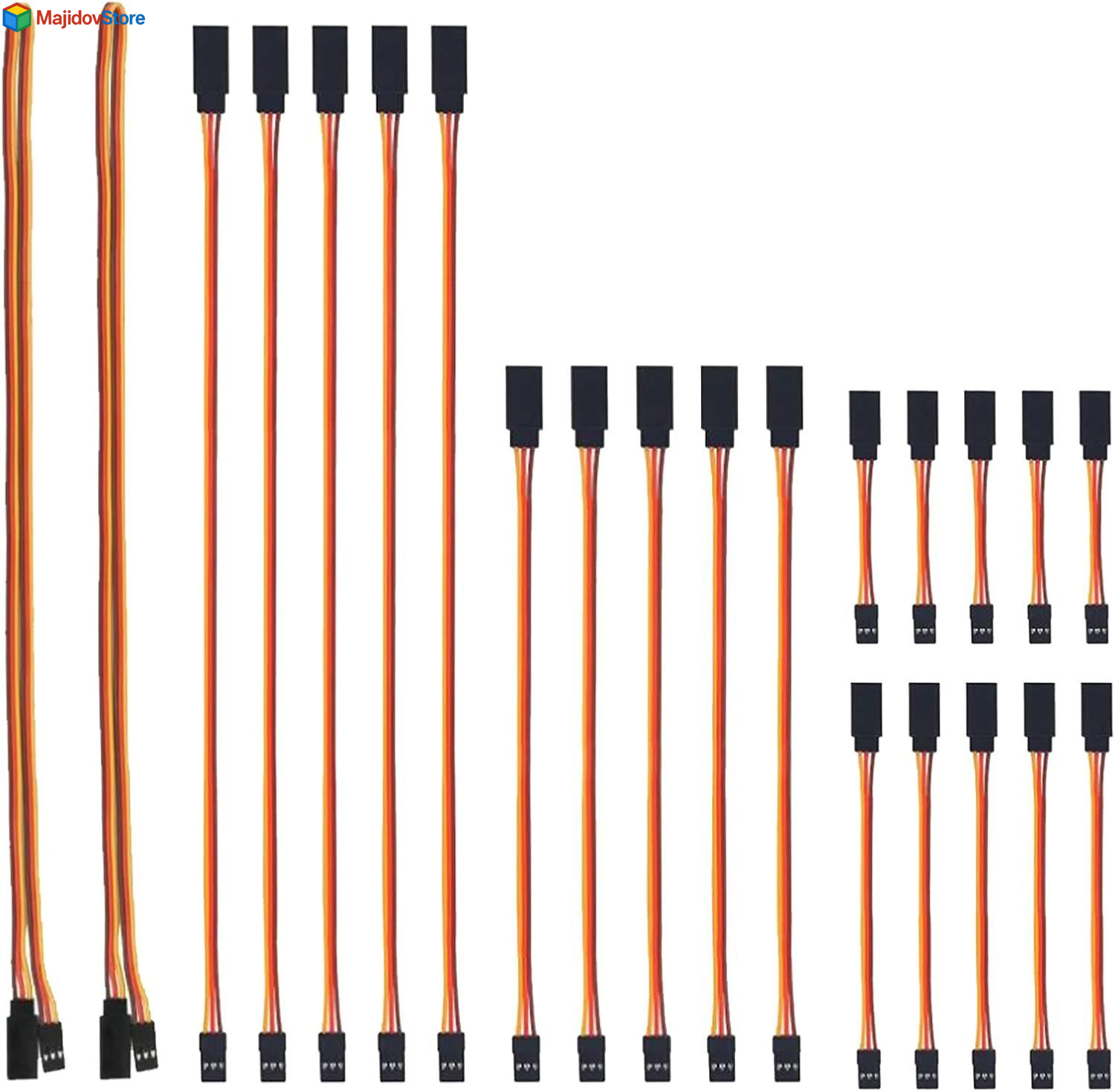 22Pcs 5-Type Servo Extension Cables 3-Pin Female to Male for RC Cars & Controllers