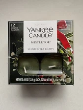 Yankee Candle MISTLETOE Tea Lights BOX  of 12  HOLIDAY FAVORITE SCENT