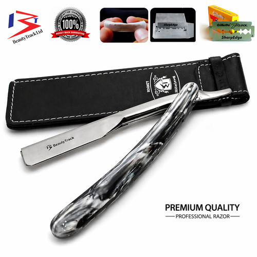 Barber Straight Razor Cut Throat Shaving Razor Slide-In Shaver Black Profesional