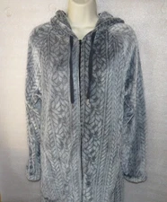 Koolaburra By Ugg Womens MEDIUM Soft Plush Fleece Zip Up Hoodie Loungewear Robe