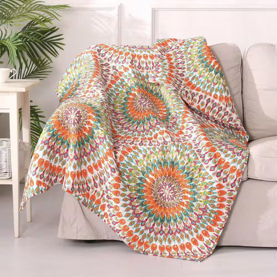 Mirage Multi-Color Bohemian Quilted Cotton Throw Blanket 711181797688| eBay