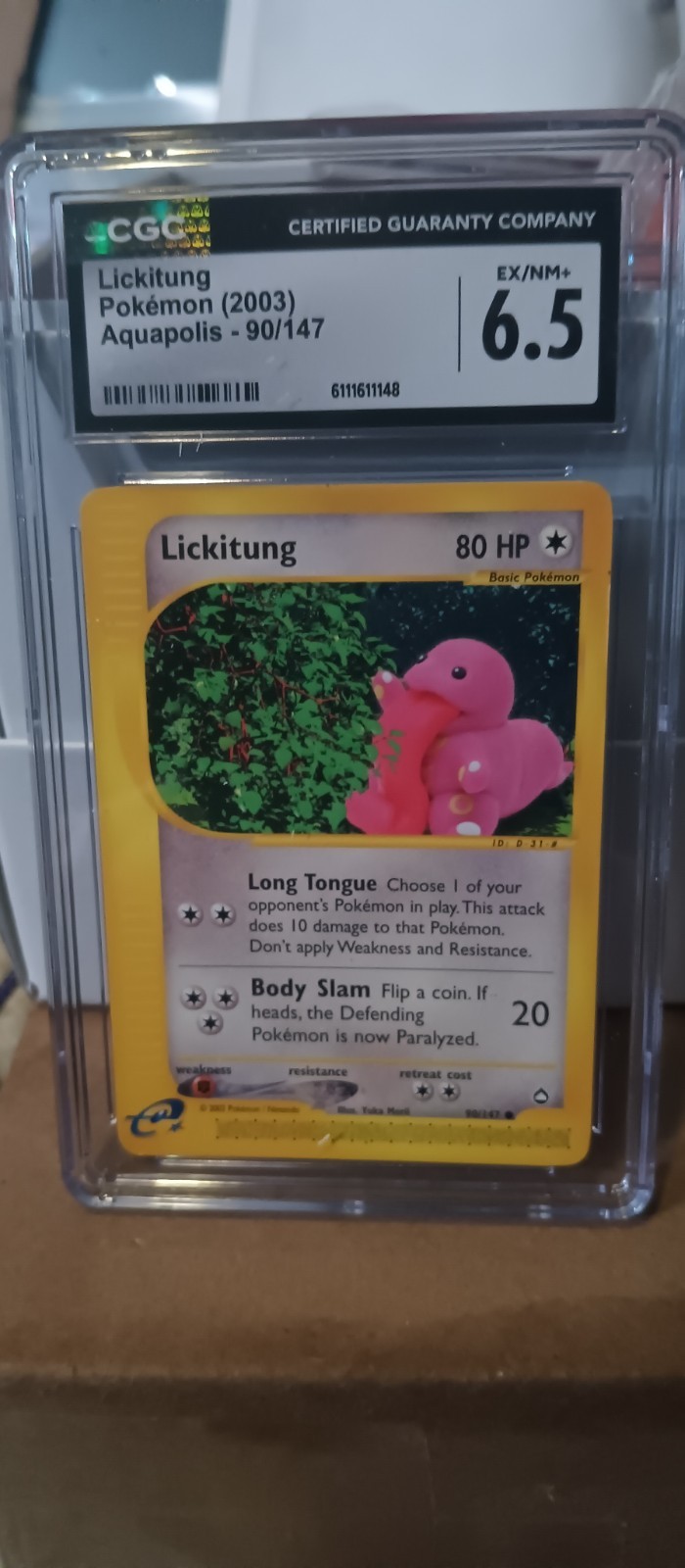 ✨ CGC 6.5 Lickitung 90/147 Aquapolis 2003 Pokemon Card