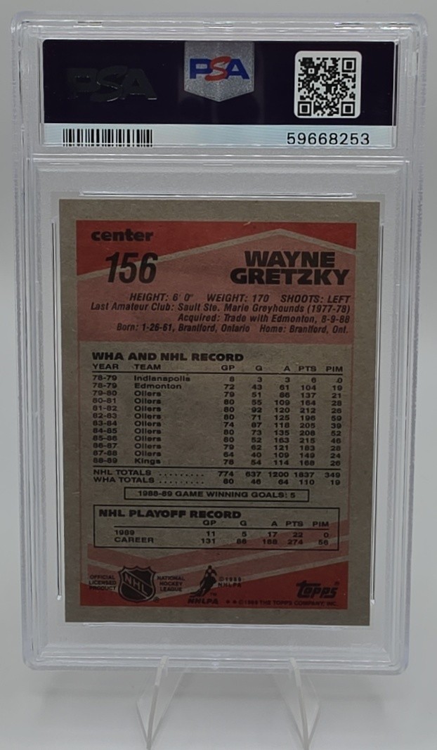1989-90 Topps Wayne Gretzky PSA 8 Los Angeles Kings view 2