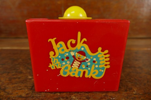 Vintage Toy Plastic Pop-Up Jack in the Bank Mechanical Bank Collectable