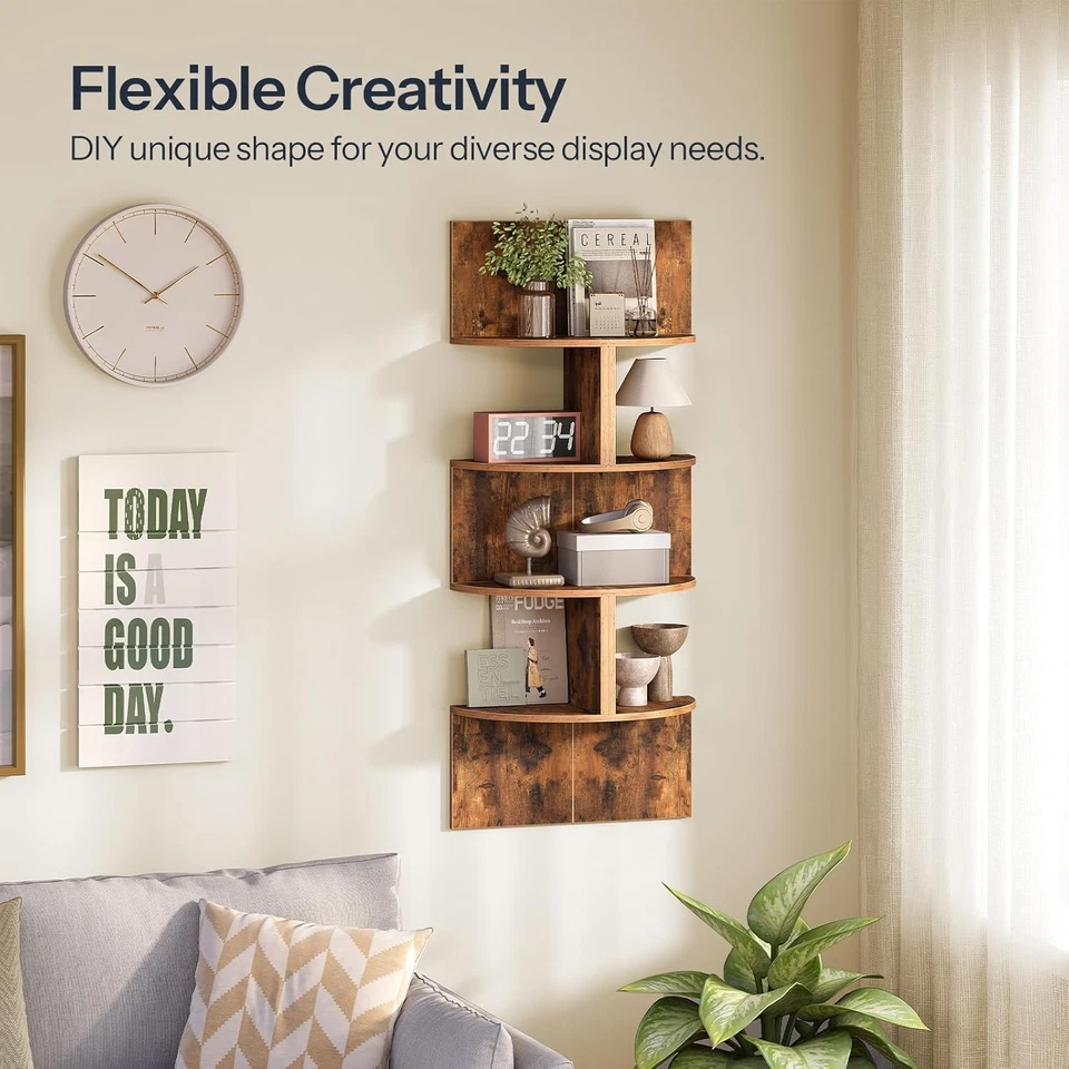 Estante Esquinero Montado en Pared, Juego de 2 Estantes Esquineros Flotantes para Pared, Cor de 4 Niveles Foto 4 de 4