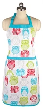 MU Kitchen Adjustable Cotton Designer Apron, 35-Inches, Happy Owls