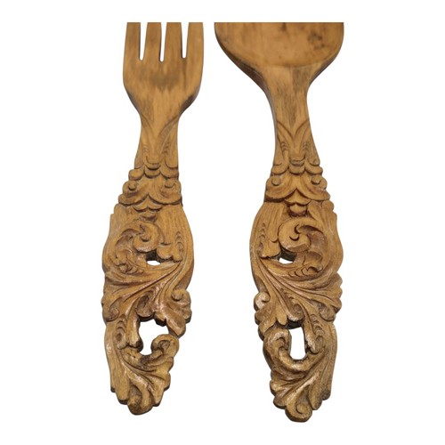 Juego de cubiertos Norwegian Primitive tallados a mano cuchara y tenedor 9" vintage - Imagen 2 de 10