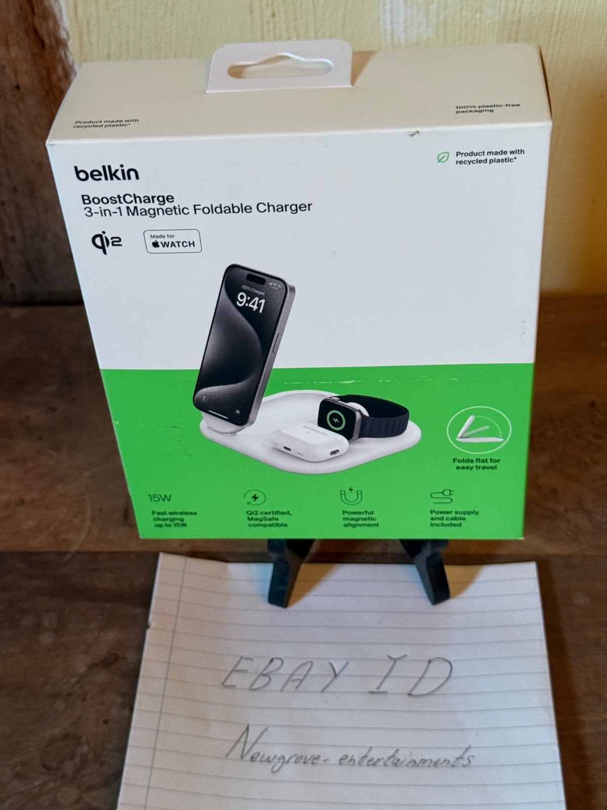 Belkin BoostCharge 3-in-1 Magnetic Foldable Charger with Qi2 15W White Sealed