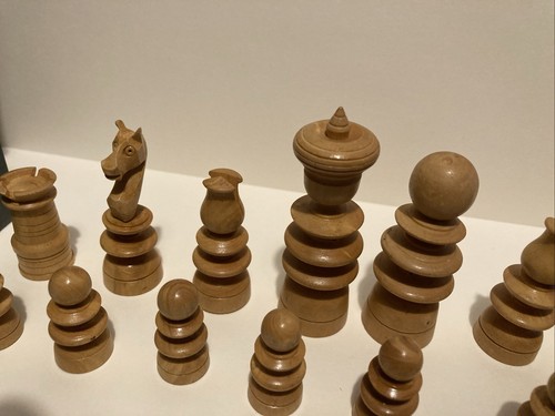 John Jacques Of London Wood Regency French Style Vintage Chess Men In Card Box - Afbeelding 16 van 24