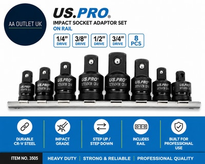 US PRO Tools Impact Socket Adaptor Set 1/4'' 3/8'' 1/2'' 3/4'' Drive Step Up Down