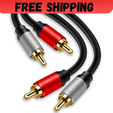 2RCA to 2RCA Cable 3Ft Gold-Plated 2 RCA Male to 2 RCA Male Stereo Audio Cabl...