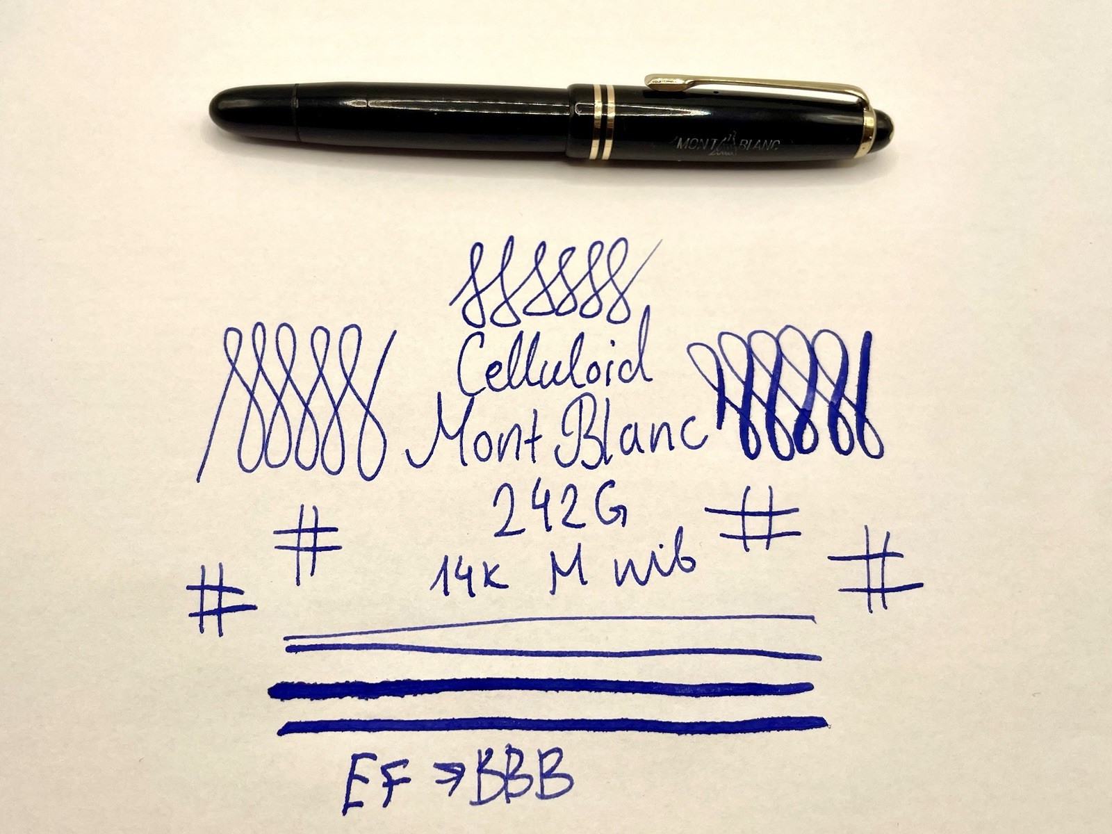 Rare 1950's MINT MONTBLANC 242 G Celluloid Fountain Pen- 14k M Nib-Restored