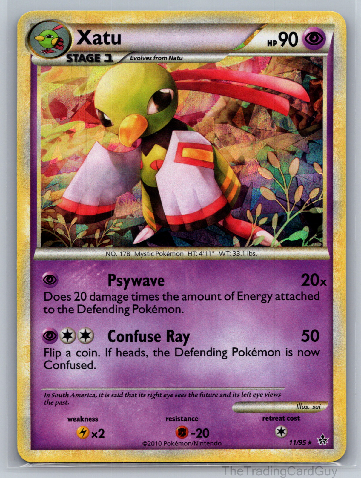 Xatu 11/95 Unleashed Cracked Ice Holo Rare Pokemon TCG 2010 - NM