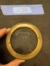 (N28) Antique French Mantle Clock Back Bezel Door Part Brass & Beveled Glass