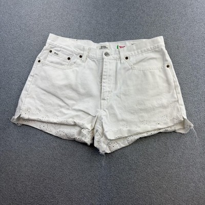 Polo Ralph Lauren Shorts Womens 29 White Sophia Cut Off Denim Eyelet Summer