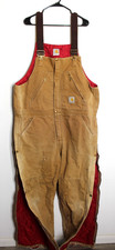 Mens 40 x 32 CARHARTT R38BRN Quilted Lined Doublefront Carpenter Bib Overalls