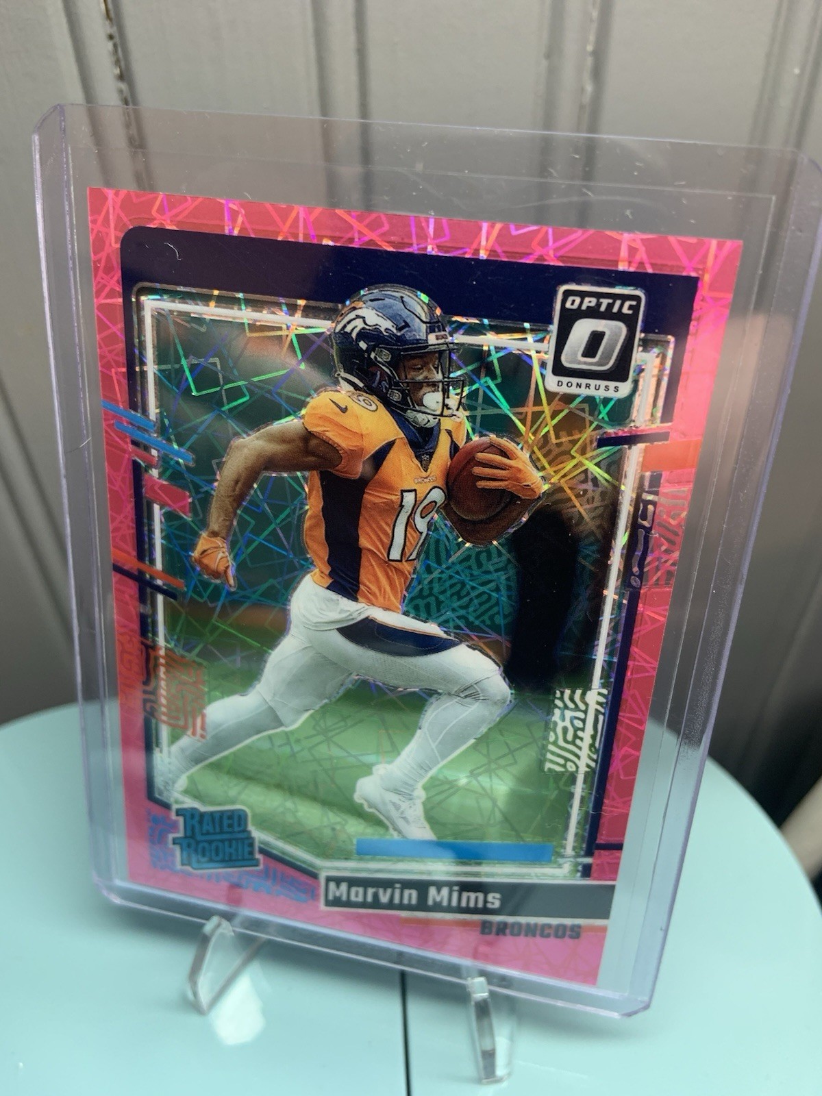 2023 Donruss Optic Marvin Mims #231 Rated Rookie Pink Velocity /79 - Broncos