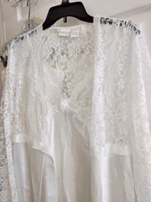 VTG MADISON STUDIO Intimates White Bridal Peignoir Nightgown Sheer Robe XL NEW