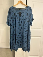 Torrid Mini Cap-Sleeve Trapeze Dress  Mystic Icons Legion Blue pattern 22/24 NWT