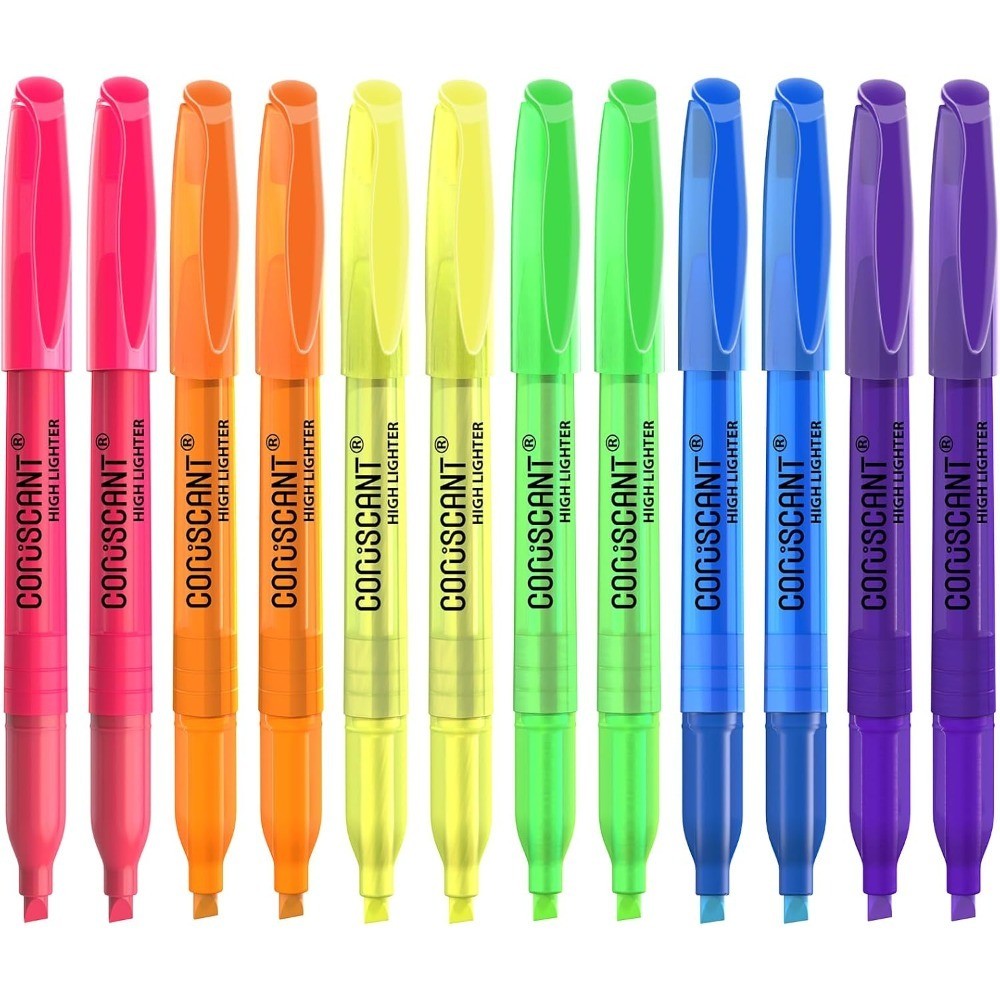 Pen 12 Pack Assorted Colors Wide Chisel Tip Transparent