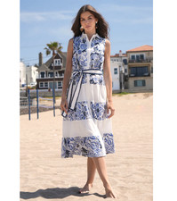 Adelyn Rae Ethena Cotton Embroidered Midi Dress  Sz XS   $185    *1895