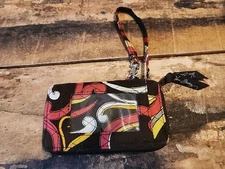 Vera Bradley Brown Floral Quilted Zip Around Wallet Wristlet Retired  ID Holder