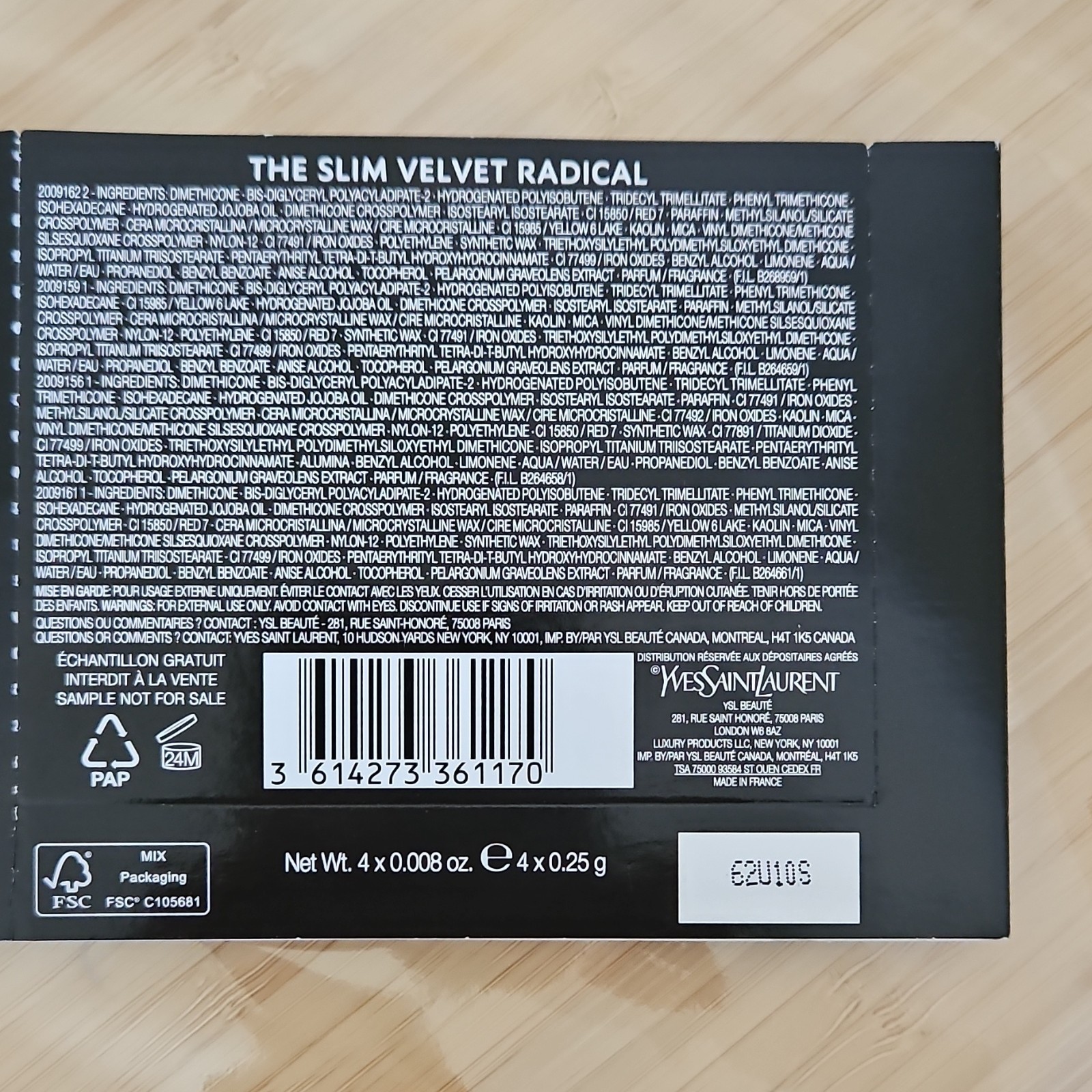 Yves Saint Laurent The Slim Velvet Radical Lipstick Sample 4 Shades 0.008 oz thumbnail 4