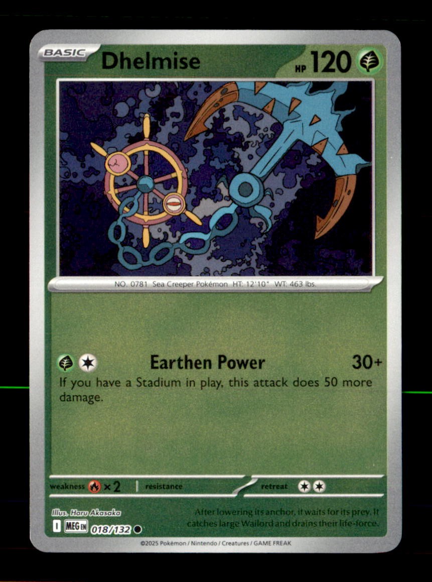 Dhelmise 018/132 Common Mega Evolution Pokemon Reverse Holo Near Mint