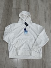 Polo Ralph Lauren Big Pony Ombre White Pullover Hoodie Sweater Men XL New