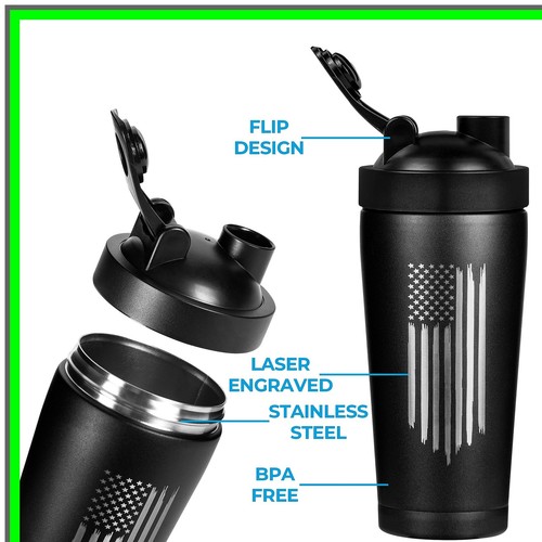Veteran's Pride Thermo Shaker Flasche mit gravierter Flagge - Bild 4 von 6