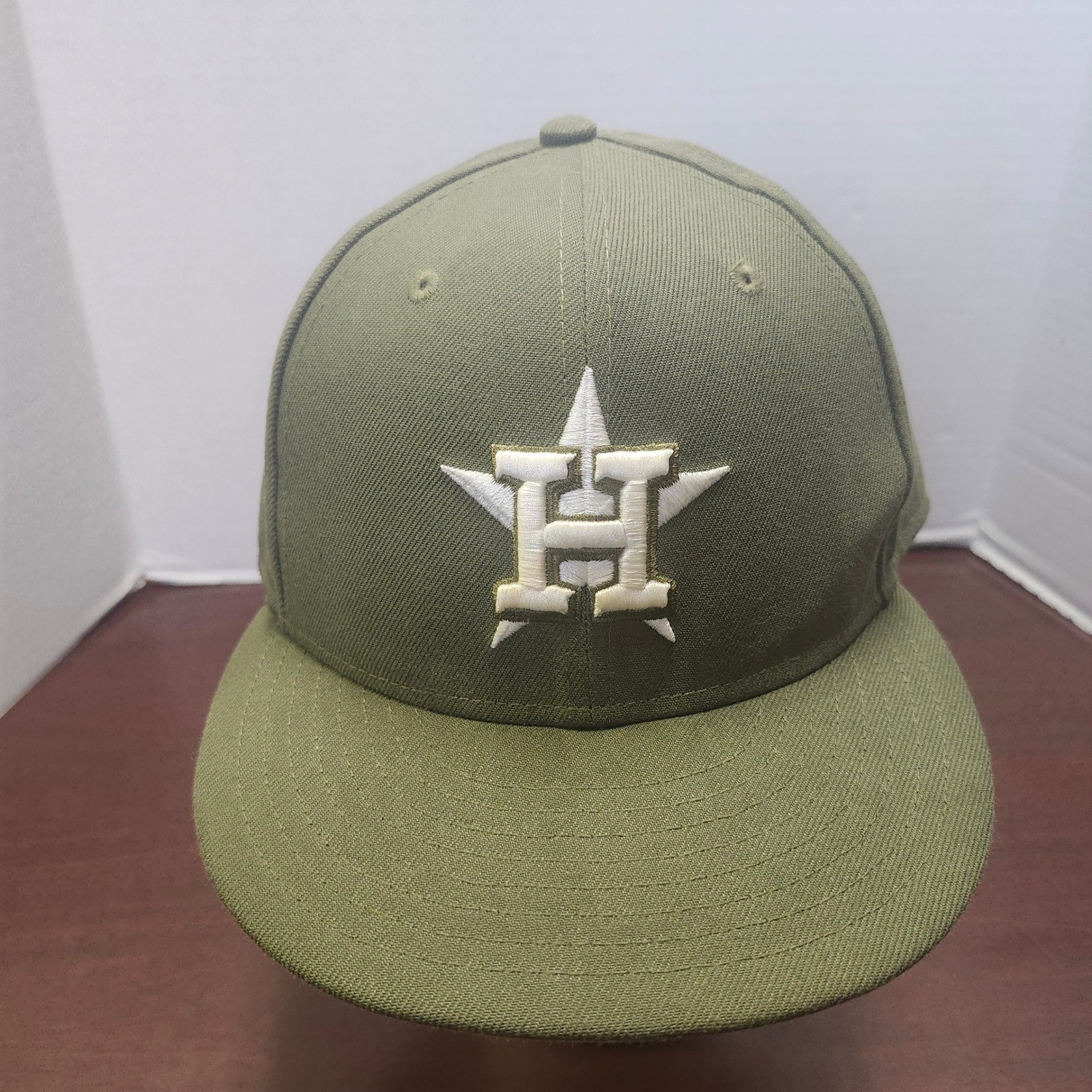 Houston Astros New Era MLB Olive Green Fitted Hat Cap Size 7 1/2 Baseball
