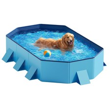 Peteast Foldable Dog Pool - Extra Large 71" x 39" x 12" Hard 71Inch, Blue