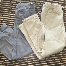 2 Pairs Boys Pants - US 10 Yrs - Gray Jogger Tan Chinos Elastic Waist
