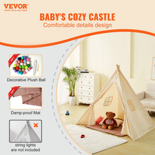 Kids Play Tent - Teepee Tent for Kids 1-5 Years Old, Indoor/Outdoor, Beige